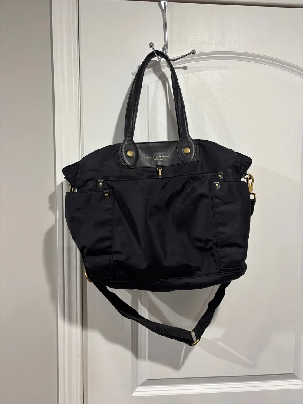 Mark Jacobs black nylon diaper bag